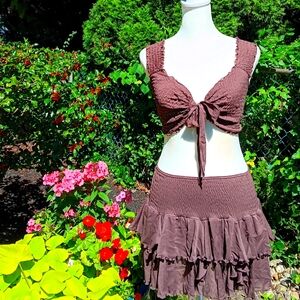 Vicrtoria's Secret Tie-Front Top and Skirt Set